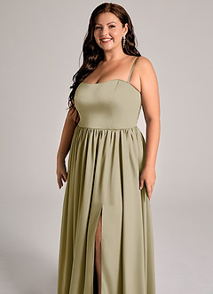 Azazie Calianna Vestidos de damas de honor Vestido de Musgo Verde de Satén Elástico de Corte en A Convertible con Vestidos sin tirantes image11