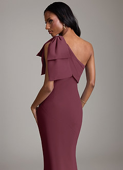 Azazie Yuanna Bridesmaid Dresses Cabernet Mermaid One Shoulder Chiffon Dress image7