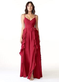 Azazie Peyton Bridesmaid Dresses Scarlet A-Line Ruched Chiffon Dress image5