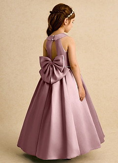 Azazie Daisies Flower Girl Dresses Dusty Rose Ball-Gown Bow Matte Satin Dress image1