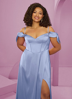 Barbie ♥ Azazie Robes de demoiselle d'honneur Robe Trapèze en Satin extensible Épaule décolletée Eis image13