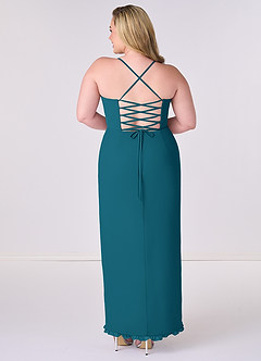 Barbie ♥ Azazie Robes de demoiselle d'honneur Robe Fourreau en Mousseline de soie Corset Bleu Encre image7