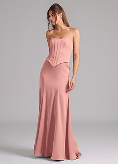 Azazie Ximena Robes de demoiselle d'honneur Robe Sirène Convertible en Satin extensible Corset Rosette image4