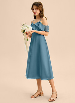 Azazie Kamilla Junior Klä av A-Line i Chiffong Av axeln image3