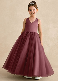 Azazie Peanut Flower Girl Klänningar Klänning A-Line i Tyll Rem image4