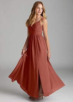Azazie Zeya Junior Auburn A-Line Chiffon Dress image4