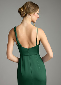 Azazie Samara Robes de demoiselle d'honneur Robe Sirène en Satin extensible Plissée Vert Foncé image6