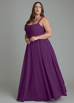 Azazie Shaude Bridesmaid Dresses Grape A-Line Pleated Chiffon Dress image9