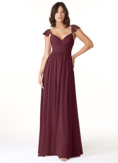 Azazie Lissa Bridesmaid Dresses Cabernet A-Line Lace Chiffon Dress image1