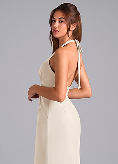 Azazie Valerie Bridesmaid Dresses White Alabaster Mermaid Pleated Chiffon Dress image2