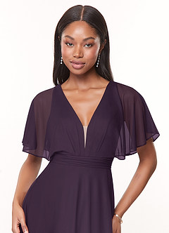 Azazie Tinsley Robes de demoiselle d'honneur Robe Trapèze en Maille Plissée Prune image5