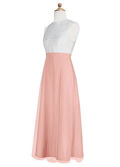 Azazie Albertine Junior A-Linie Spitze Chiffon Kleid Rosettenrosa image9