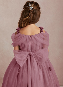 Azazie Shaylee Flower Girl Dresses Vintage Mauve A-Line Off the Shoulder Tulle Dress image5