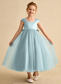 Azazie Chickadee Jurken voor bloemenmeisjes Baljurk Jurk van Mat Satijn Sweetheart Halslijn De Nevel image4