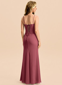 Azazie Sorrel Junior Merlot Mermaid Pleated Chiffon Dress image2