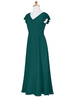 Azazie Claudine Junior Peacock A-Line Pleated Chiffon Dress image7