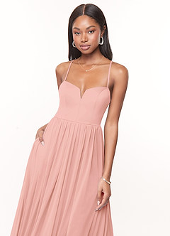 Azazie Marsol Bridesmaid Dresses Rosette A-Line Corset Mesh Dress image5