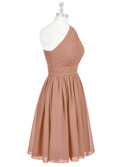 Azazie Katrina Bridesmaid Dresses Champagne Rose A-Line One Shoulder Chiffon Dress image8