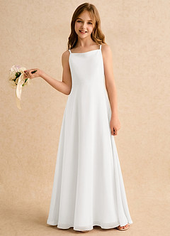 Azazie Jaella Girls Formal Flower Girl Dresses Ivory A-Line Pleated Chiffon Dress image2