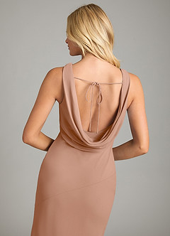 Azazie Rylina Vestidos de damas de honor Vestido de Champán Rosado de Gasa de Corte Sirena con Plisado image2