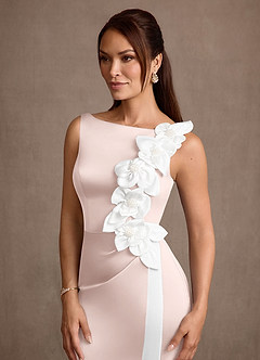 Azazie Lilian vestidos de madre de la novia Vestido Rosa Rubor de Satén Elástico de Corte Sirena con Con pedrería image6