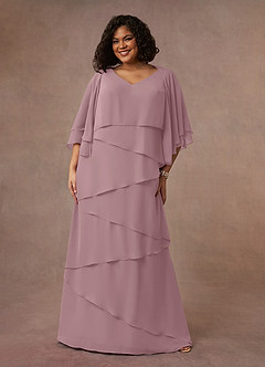 Azazie OHara Abiti per la Madre della Sposa Abito A-Line in Chiffon con Scollo a V Rosa Polverosa image10