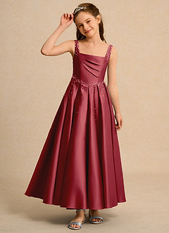 Azazie Mochi Girls Formal Robe Demoiselle D'honneur Fillette Robe Princesse en Mat Satiné Plissée Grenade image6