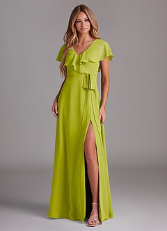 Azazie Lainey Brautjungfernkleider A-Linie mit Taschen Chiffon Kleid Zitronengras image3