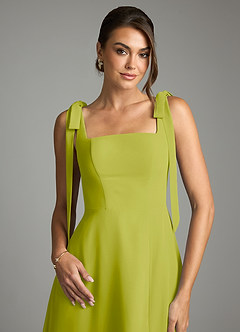 Azazie Debra Bridesmaid Dresses Lemongrass A-Line with Pockets Chiffon Convertible Dress image2
