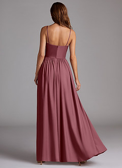 Azazie Calianna Robes de demoiselle d'honneur Robe Trapèze Convertible en Satin extensible Épaule décolletée Rose Du Désert image4