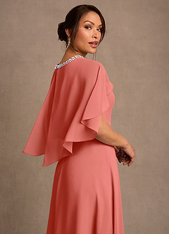 Azazie Winnifred Abiti per la Madre della Sposa Abito A-Line in Chiffon Perline Salmone Rosa image5