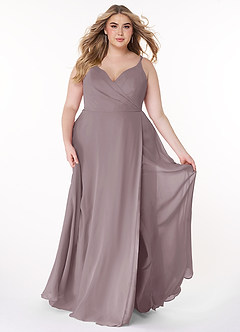 Azazie Lennon Bridesmaid Dresses Dusk A-Line Lace Chiffon Dress image7