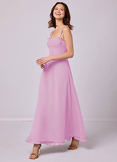 Barbie ♥ Azazie Bridesmaid Dresses Candy Pink A-Line Pleated Chiffon Dress image4