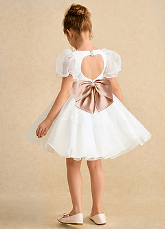 Azazie Debbie vestidos de niña de las flores Vestido de Marfil Rosa Champaña de Organza de Princesa con Escote de Corazón image9