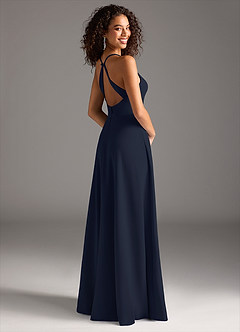 Azazie Davis Bridesmaid Dresses Dark Navy A-Line Pleated Stretch Crepe Dress image7