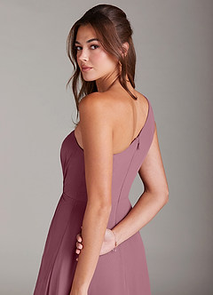 Azazie Brooke Bridesmaid Dresses Vintage Mauve A-Line One Shoulder Chiffon Dress image2