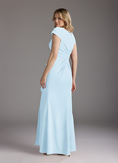 Azazie Tana vestidos de madre de la novia Vestido de Azul Cielo de Crepé elástico de Corte Sirena con Cuello en V plisado image2