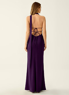 Wrenllien Grape Satin Prom Dress image2