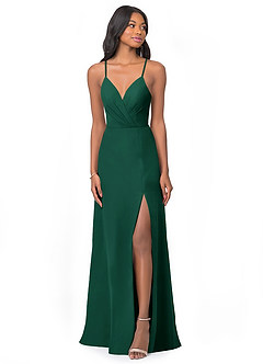 Azazie Everleigh Bridesmaid Dresses Emerald A-Line Sweetheart Pleated Chiffon Dress image1
