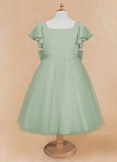 Azazie Kaeya Flower Girl Dresses Agave A-Line Bow Tulle Dress image5