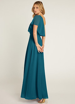 Azazie Lizzy Brautjungfernkleider A-Linie One-Shoulder Chiffon Kleid Tintenblau image6