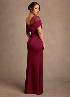 Azazie Henrieta Suknie dla Matki Panny Młodej Osłona Koronka Satyna elastyczna Długość podłogi Sukienka image2