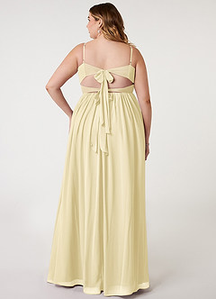 Azazie Zeya Bridesmaid Dresses Lemon Sorbet A-Line V-Neck Pleated Chiffon Dress image7