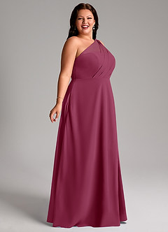Azazie Phaedra Bridesmaid Dresses Mulberry A-Line One Shoulder Chiffon Dress image9