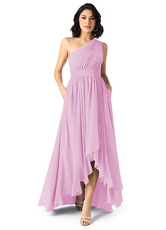 Azazie Mathilda Bridesmaid Dresses Candy Pink A-Line One Shoulder Chiffon Dress image1