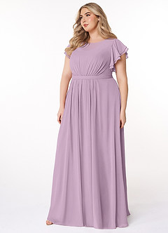 Azazie Daphne Modest Bridesmaid Dresses A-Line Ruffled Chiffon Floor-Length Dress image8