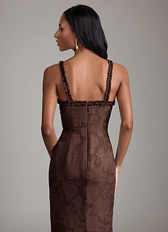 Azazie Corina Final Sale Black Mermaid Ruched Floral Burnout Dress image3