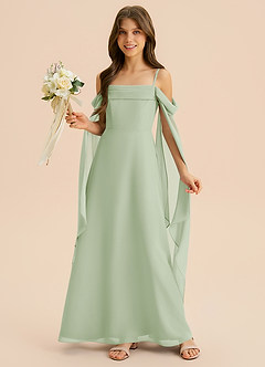 Azazie Moana Junior Linia A Pofałdowany Szyfon Długość podłogi Młodsza druhna Sukienka image1