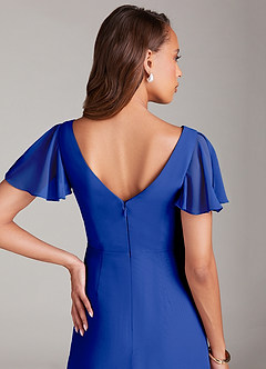 Azazie Soren Bridesmaid Dresses Royal Blue A-Line Ruched Chiffon Dress image7
