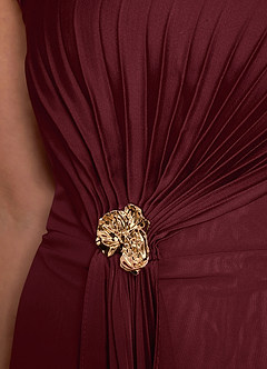 Azazie Dinanta Mother of the Bride Dresses Cabernet Column Pleated Chiffon Dress image8